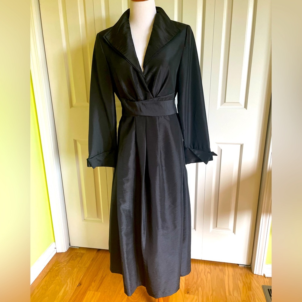 NEW NINA MASSINI Black Satin Long Evening Dress Large NWOT